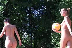 Four girls camp and play wild with each other.