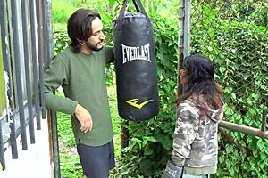 practicing boxing, i hit neighbor and ended up sucking his monster cock