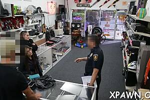 Rough blowjob and fucking in the shop