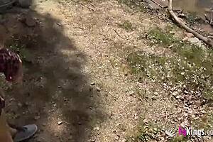 outdoor fun noa bangs a guy she dates next to the lake