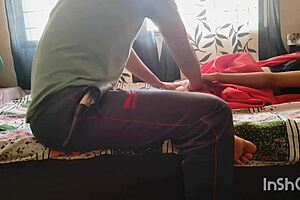 Desi bhabhi in red saree seduces servant for wet pussy sex