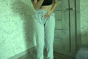 A petite 18-year-old teen experiences desperation and pees freely