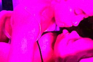 Big tongue sucking lesbian kisses