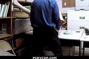 cute suspect agrees to blowjob and doggystyle in garage to avoid record