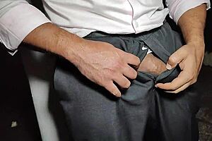 Yuri Gaúcho Boss Flashes and Jerks Huge Cock