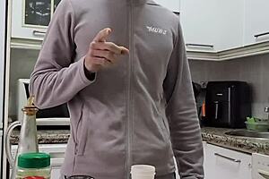 watch me cook a tortilla, strip naked, jerk off my big cock, and cum on the food?