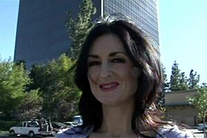 brunette milf gets her gaping asshole fucked in fishnets and stockings