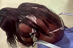 backstage with this latina teen giving her ass for the first time in a horny blowjob and anal fuck