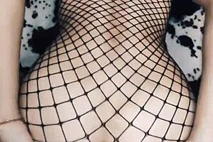Homemade POV of Wife Riding Cock in Erotic Mesh Bodysuit for Anal