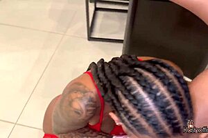 Doggy style done right in lesbian strapping session