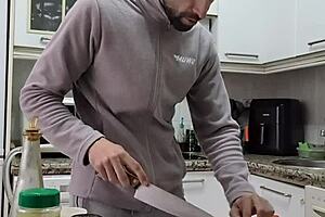 watch me cook a tortilla, strip naked, jerk off my big cock, and cum on the food?