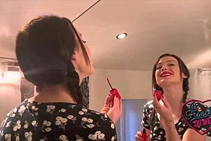 i'm alice, petite brunette enjoying a hot threesome with small tits