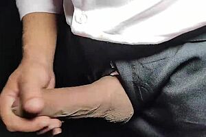 Yuri Gaúcho Boss Flashes and Jerks Huge Cock