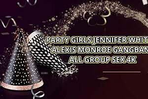 triple homemade party with curvy women alexis and jennifer having fun.