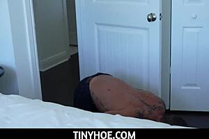 OMG, tiny 18+ Latina step daughter Sadie Pop wrecked by step dad Sergeant Miles! 😱