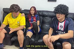 Masked Girlfriend Tricked by Boyfriend to Pay Football Debt with Cheating Fuck