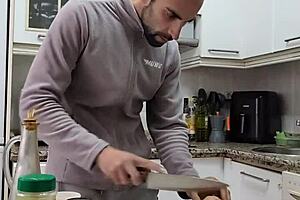 watch me cook a tortilla, strip naked, jerk off my big cock, and cum on the food?