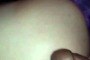 petite 18+ girl gets a big cock handjob with cumshot on her interracial booty