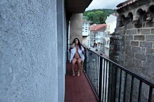 Risky Public Balcony Masturbation Of My Stepsister