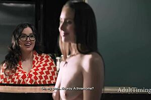 lesbian roomie offers threesome to keep secret.