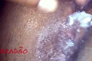 Amateur Preta with Hairy Pussy and Big Ass Cums from Anal