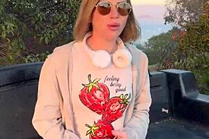 beautiful petite blonde flashes in public with small tits