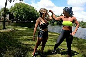 Hot lesbian personal training trailer with big tits and assfucking