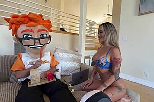 Lusty Linda Lan Rides Big Cock in Doggystyle and Cowgirl on Sofa for Cum in Mouth Facial