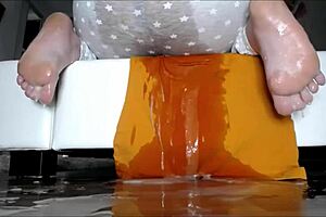 Cute teen squirts in bathtub for partner