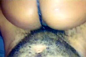 Feeling the intense pleasure as ebony rides monster cock to creampie.