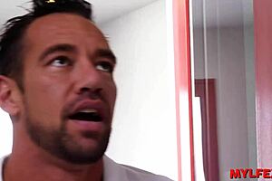 grateful milf assistant thanks utility guy with sensual anal