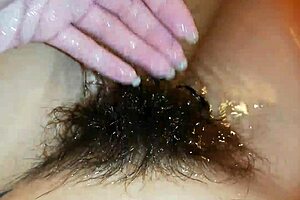 hairy bush underwater reveals super hairy pussy fetish close-up