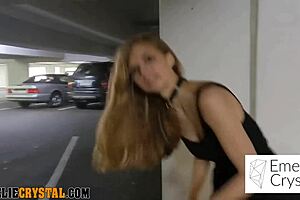 Emelie Crystal gets horny with dildo in garage 😏