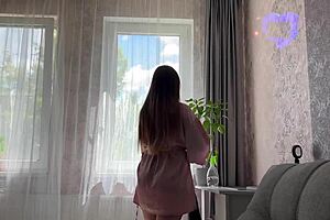 Bold Homemade Blowjob and Orgasm Session for Married Bride with Big Ass and Natural Tits