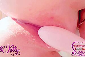 close up female masturbation with toy brings passionate moaning huge orgasm