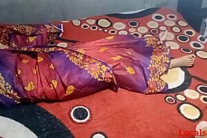 Indian wife in red saree feels intense hardcore pleasure