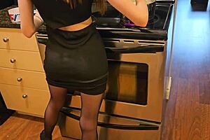 Yo, wanna watch my petite step sister in a black dress get fucked in the kitchen?