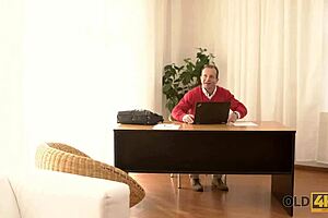 Old Man And Young Blonde Have Spontaneous Encounter