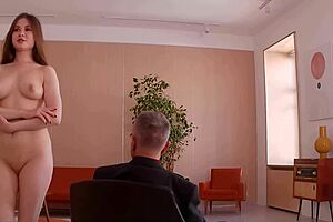 The shameless brunette exposes her shaved pussy outdoors