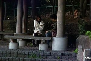 Skinny Japanese Teen Gives Blowjob to Stranger in Car Casting