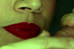 cum dripping down her sweet smile after intense pov