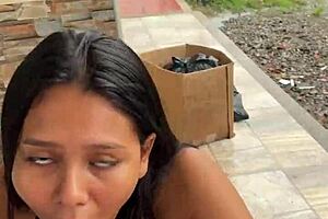 Colombian milf sucks on street