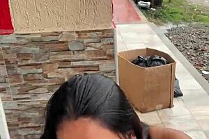 Colombian milf sucks on street