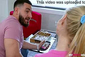 Not so subtle stepsis Jenna Fireworks rides cock in doggystyle and cowgirl.