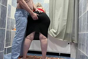 Stepson catches stepmom in bathroom and provides support