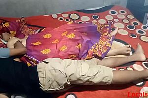 Indian wife in red saree feels intense hardcore pleasure