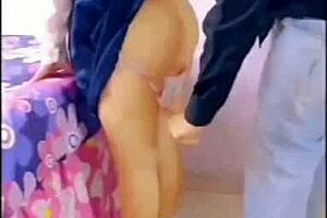 horny mexican students fuck in living room with family nearby