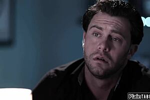 Brunette deepthroats boss for rough sex