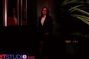 Student in stockings sucks cock at gloryhole and swallows cum