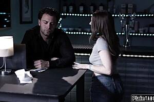 Brunette deepthroats boss for rough sex